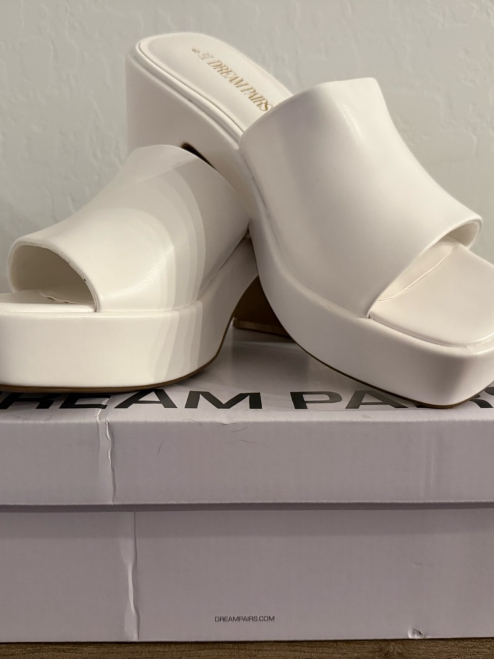 Dream Pairs White Slip-On Platform Slides